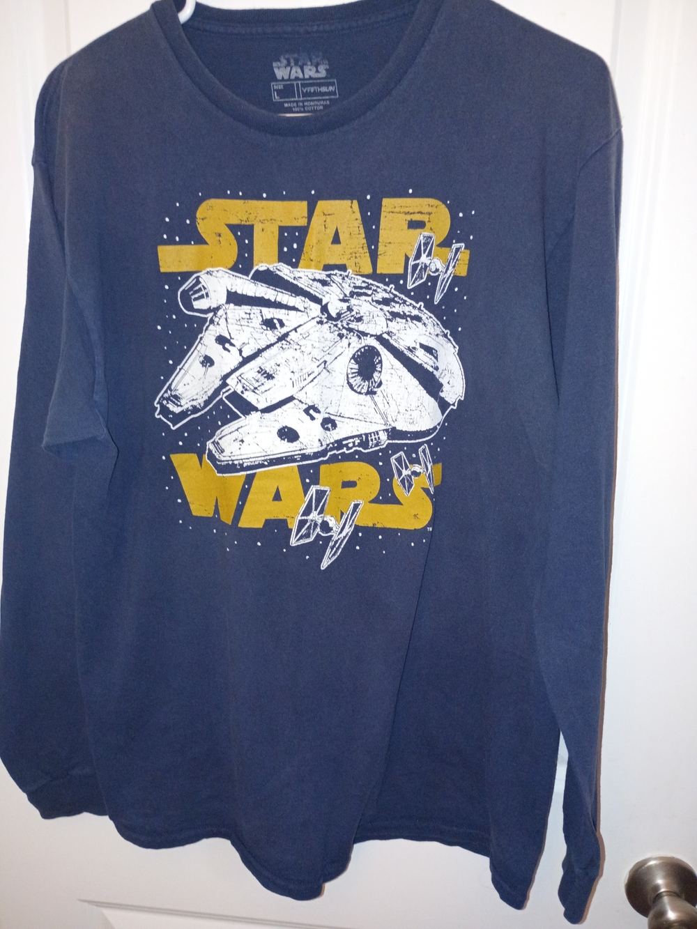 Star Wars Navy Long Sleeve Tee with Yellow & White Graphic